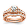 Rose Gold Solitaire Lab Diamond Milgrain Engagement Ring | Bridal Set 1.13 TCW