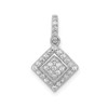 14k White Gold Round Cut Lab Grown Diamond Slanted Square Halo Pendant 1/4 Ct.
