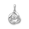14k White Gold Solitaire Lab Grown Diamond Love Knot Vibrant Pendant 1/4 Ct.