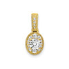 14k Yellow Gold Solitaire Lab Grown Diamond Milgrain Vintage Oval Pendant 1/2 Ct