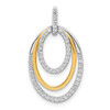 14k Two Tone Gold Lab Grown Diamond Triple Oval Teardrop Dangle Pendant 1/4 Ct.