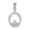 14k White Gold Lab Grown Diamond Fancy Circle & Teardrop Dangle Pendant 1/3 Ct.