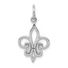 14k White Gold Polished Fancy Fleur De Lis Design Charm Pendant For Necklace