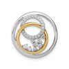 14k Two Tone Gold Lab Grown Diamond Fancy Cluster Circle Slide Pendant 1/5 Ct.