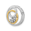 14k Two Tone Gold Lab Grown Diamond Fancy Cluster Circle Slide Pendant 1/5 Ct.