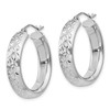 925 Sterling Silver Rhodium Plated Women's 5mm x 26mm Diamond Cut Hoop Earrings