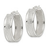 925 Sterling Silver Anti-Tarnish Women's 7.5mm x 25mm Textured Hoop Earrings