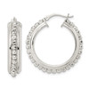 925 Sterling Silver Anti-Tarnish Women's 6.5mm x 28mm D/C Beaded Hoop Earrings