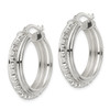 925 Sterling Silver Anti-Tarnish Women's 6.5mm x 28mm D/C Beaded Hoop Earrings