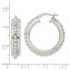 925 Sterling Silver Anti-Tarnish Women's 6.5mm x 28mm D/C Beaded Hoop Earrings