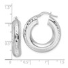 925 Sterling Silver Rhodiumed Women's 6mm x 26mm D/C Hollow Tube Hoop Earrings