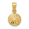 14k Yellow Gold Diamond Cut Mini Sand Dollar Sea Shell Beach Theme Charm Pendant