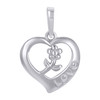 925 Sterling Silver Women's Cut Out Heart w/ Flower Center & 'LOVE' Pendant Frame Charm