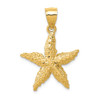 14K YELLOW GOLD POLISHED SOLID CASTED TEXTURED OPEN BACK STARFISH CHARM PENDANT