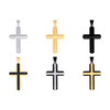 Stainless Steel Men's Polished Finish Tiered Rounded Cross Pendant Religious Charm | Color Options