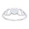925 Sterling Silver Round Cut Cubic Zirconia Women's Domed Triple Heart Ring | Sizes 6 to 9
