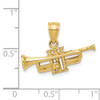 14K Yellow Gold 3 Dimentional Trumpet Solid Fancy Charm Pendant For Necklace