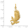 14k Yellow Gold Textured American Blad Eagle Landing Animal Charm Pendant