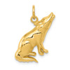 Gent's Ladies 14K Yellow Gold Polished Howling Wolf Charm Pendant For Necklace