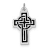 .925 Sterling Silver & Black Rhodium Design Cross Pendant