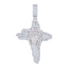 925 Sterling Silver Round Cut Moissanite Men's Jesus w/ Thorn Crown Cross Pendant Religious Charm | 1.41 Ct.