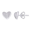 925 Sterling Silver Women's Polished Push Back Bent / Concave Plain Heart Stud Earrings