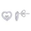 925 Sterling Silver Round Cut Cubic Zirconia Women's Push Back Halo Double Heart Stud Earrings