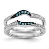 14k White Gold Blue Diamond Engagement Enhancer Ring Swirl Wrap Around 1/5 Ct.