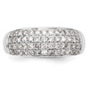 14k White Gold Round Diamond Wedding Band Domed 7.5mm Anniversary Ring 1 Ct.