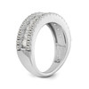 14k White Gold Round Diamond Wedding Band 3 Row 7mm Anniversary Ring 1 1/2 Ct.