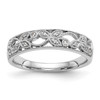 14k White Gold Diamond Wedding Band Milgrain Leaves Anniversary Ring 1/20 Ct.