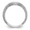 14k White Gold Diamond Wedding Band Contoured Filigree Anniversary Ring 1/8 Ct.