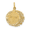 14k Yellow Gold Textured Polished Flaming Sun Textured Back Charm Pendant