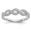 14k White Gold Diamond Wedding Band Braided Infinity Anniversary Ring 1/10 Ct.