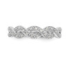 14k White Gold Diamond Wedding Band Braided Infinity Anniversary Ring 1/10 Ct.