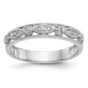 14k White Gold Round Diamond Wedding Band Milgrain Edge Stackable Ring 1/10 Ct.