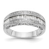 14k White Gold Baguette Diamond Wedding Band Domed Anniversary Ring 3/4 Ct.