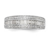 14k White Gold Baguette Diamond Wedding Band Domed Anniversary Ring 3/4 Ct.