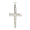 .925 Sterling Silver Polished Hollow Small Crucifix Cross Pendant
