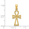 14K Yellow Gold Solid Polished Casted Ankh Cross Charm