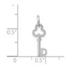 Gent's Ladies 14K White Gold Polished "D" with Key Charm Pendant For Necklace