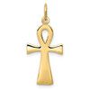 14K Yellow Gold Polished Ankh Textured Crucifix Cross Religious Charm Pendant