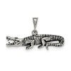 .925 Sterling Silver Polished & Textured Antiqued Open Back Crocodile Pendant