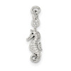 .925 Sterling Silver Polished & Textured 3D Small Seahorse Charm
