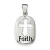 .925 Sterling Silver Polished Black Enameled Cut Out Cross & Faith Pendant