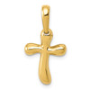 Men's Ladies 14K Yellow Gold Small Freeform Polish Cross Religious Charm Pendant