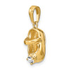 14K Yellow Gold April Birthstone White Zircon Engraveable 3D Baby Shoe Charm
