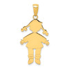 14K Yellow Gold Polished and Textured Baby Girl with Pigtails Kids Charm