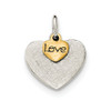.925 Sterling Silver Gold Tone Textured Love Double Heart Charm
