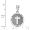 14K White Gold Polished Latin Cross & 1st Holy Communion Reversible Charm